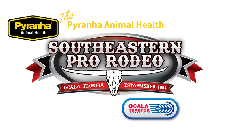 The Pyranha Animal Health Southeastern Pro Rodeo Presented By Ocala Tractor The Pyranha Animal Health Southeastern Pro Rodeo Presented By Ocala Tractor logos